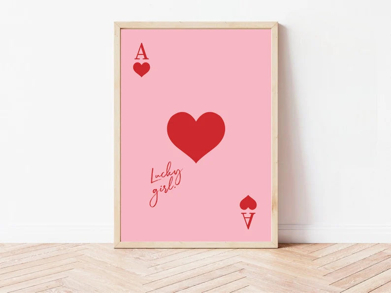 Lucky Girl Ace of Hearts Print