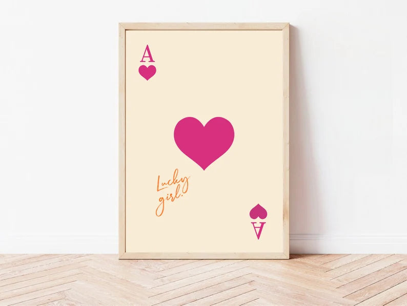 Lucky Girl Ace of Hearts Print