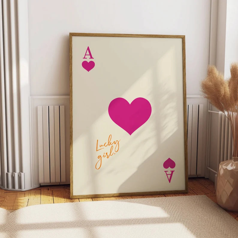 Lucky Girl Ace of Hearts Print
